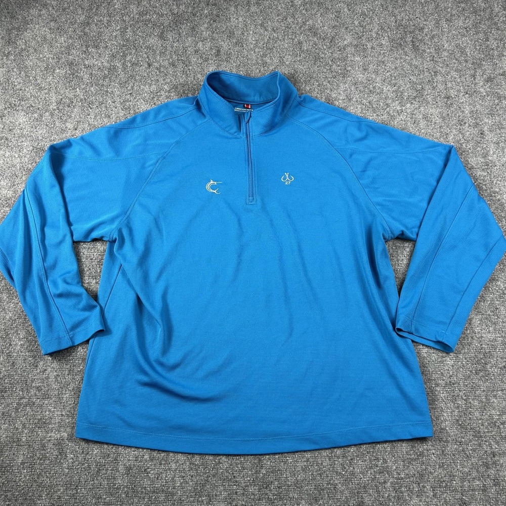 Montauk Tackle Co. Pullover Mens 2XL Blue MTCdryprotect Quarter Zip Fishing‎
